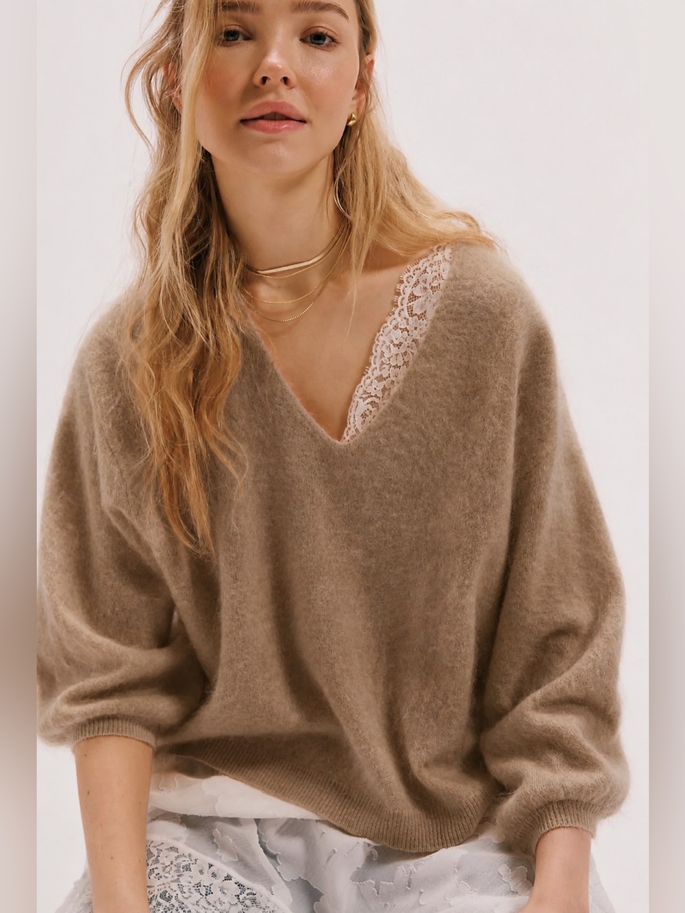 NWT Free People Ava Brushed Cashmere Sweater Pullover